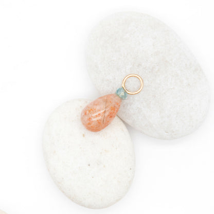 Sunstone and Zircon Gemstone Drop Charm