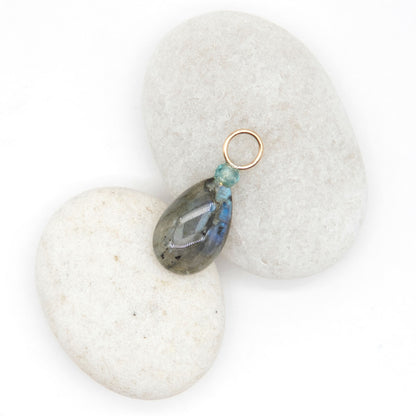 Labradorite and Zircon Gemstone Drop Charm