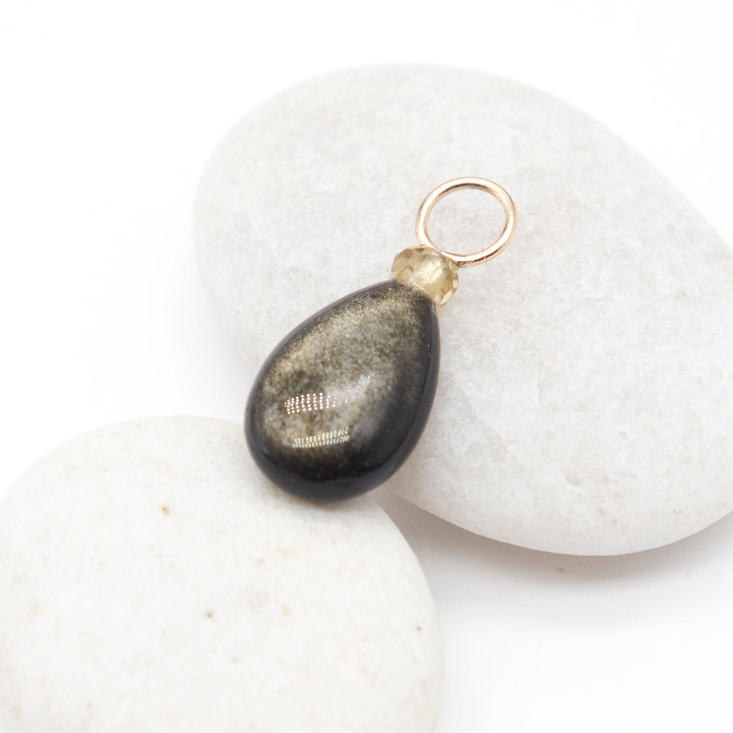 Gold Obsidian and Zircon Gemstone Drop Charm