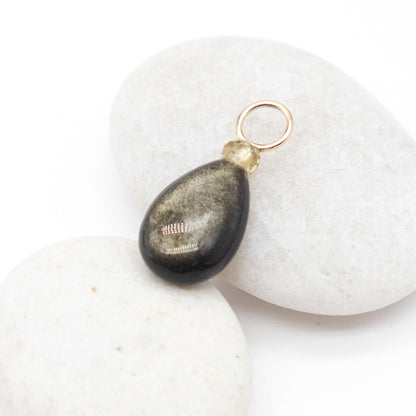 Gold Obsidian and Zircon Gemstone Drop Charm