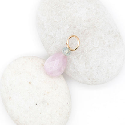 Kunzite and Zircon Gemstone Drop Charm
