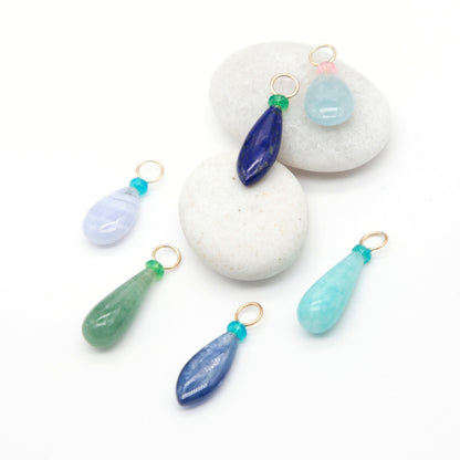 Aquamarine and Opal Gemstone Charm