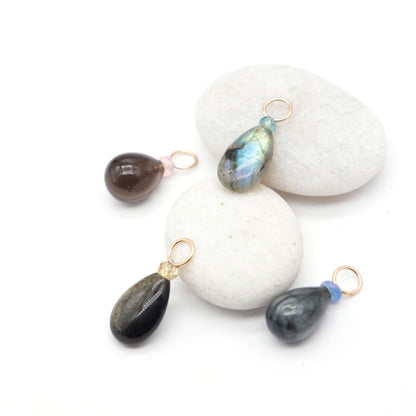 Smoky Quartz and Opal Gemstone Drop Charm