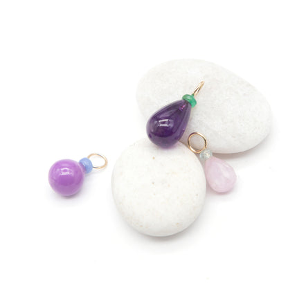 Phosphosiderite and Opal Gemstone Drop Charm