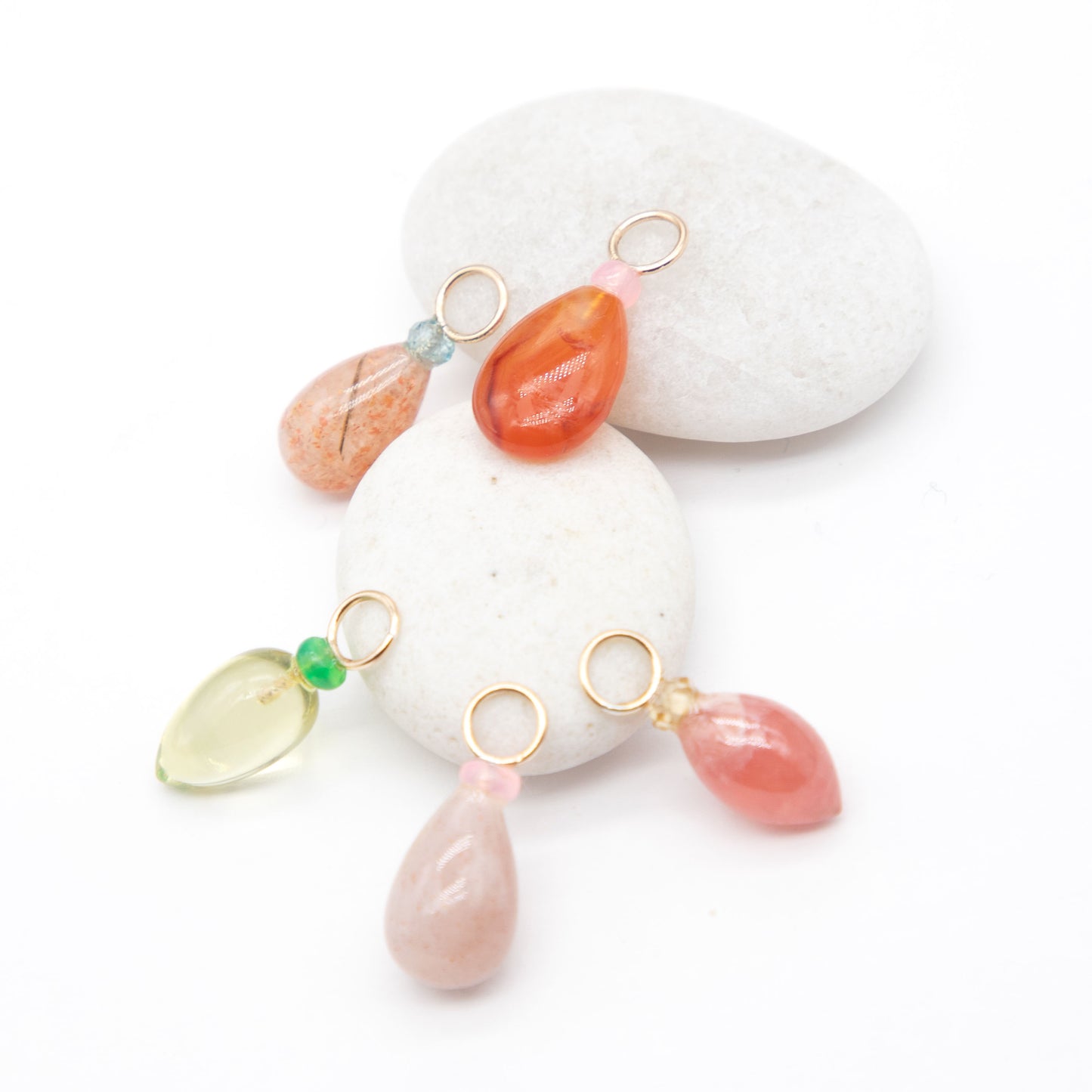 Pink Moonstone and Opal Gemstone Charm