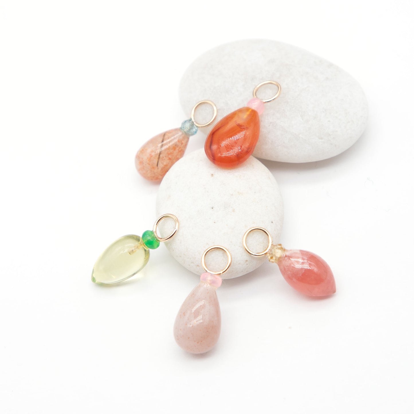 Rhodocrosite and Zircon Gemstone Charm