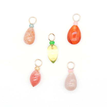 Rhodocrosite and Zircon Gemstone Charm