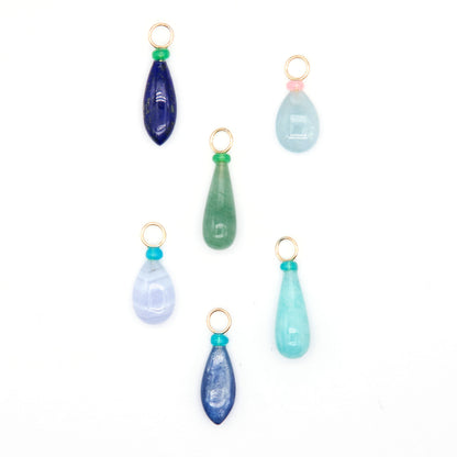 Aquamarine and Opal Gemstone Charm