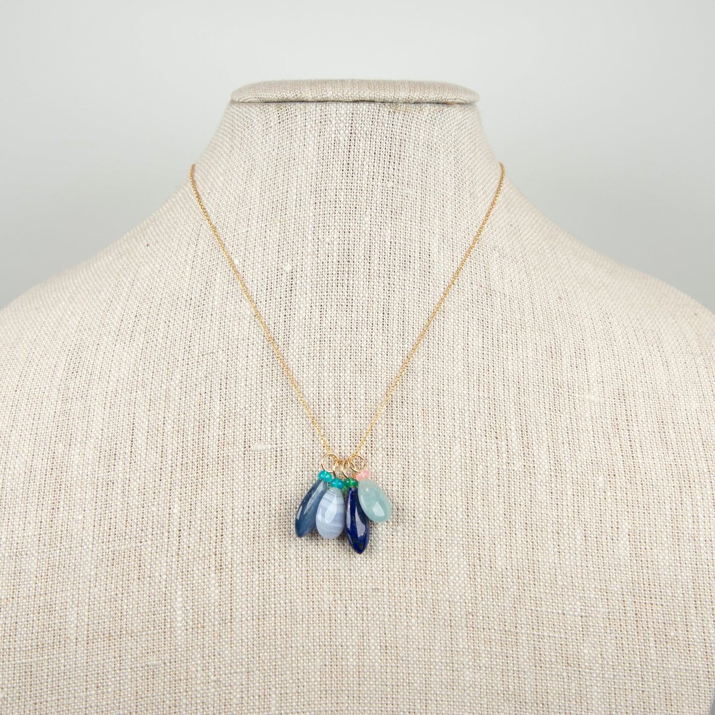 Aquamarine and Opal Gemstone Charm