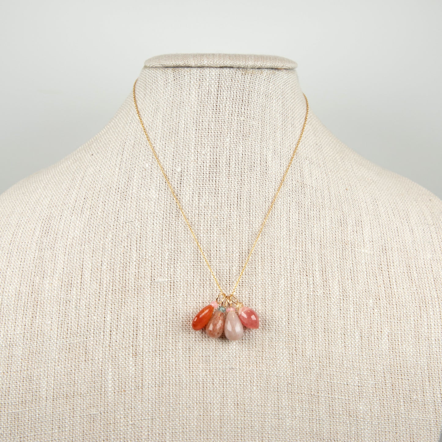 Pink Moonstone and Opal Gemstone Charm