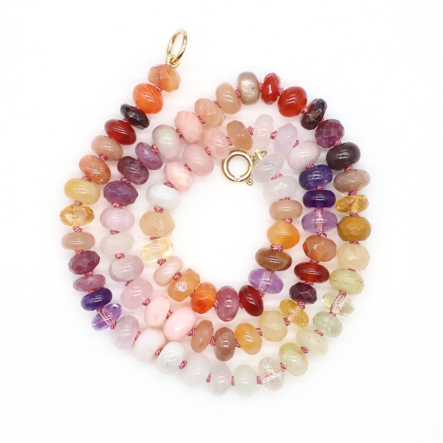 Autumn Sunset Gemstone Beaded Necklace—Fire Element for Aires, Leo, Sagittarius
