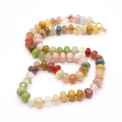 Yellow Sunflower Gemstone Beaded Necklace