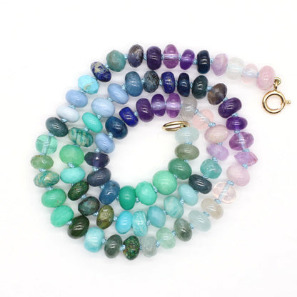 Jungle Sky Gemstone Beaded Necklace—Air Element for Libra, Aquarius and Gemini