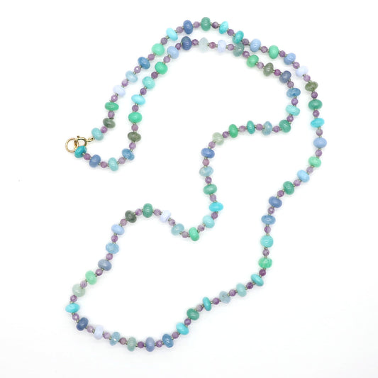 Aqua Daylight Gemstone Beaded Necklace