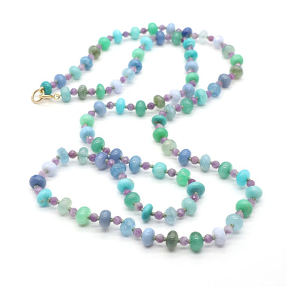 Aqua Daylight Gemstone Beaded Necklace