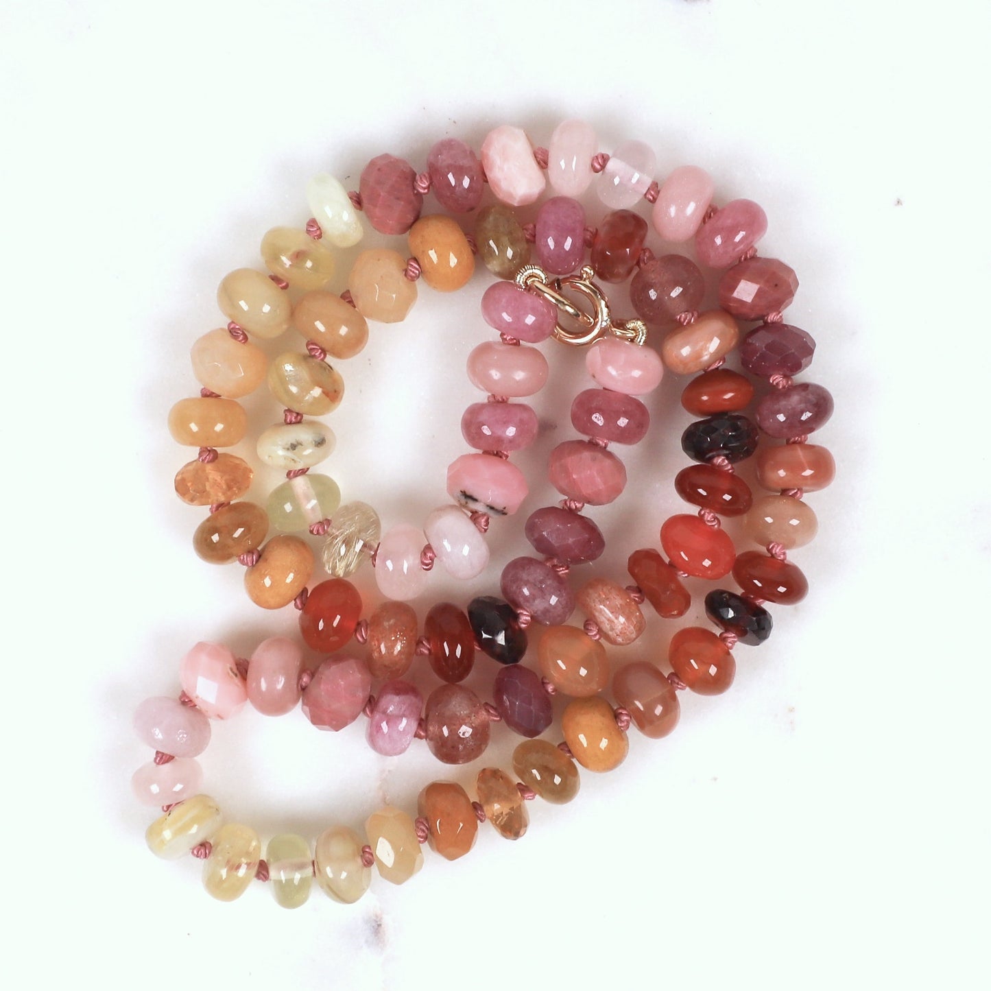 Sunset Glow Gemstone Beaded Necklace