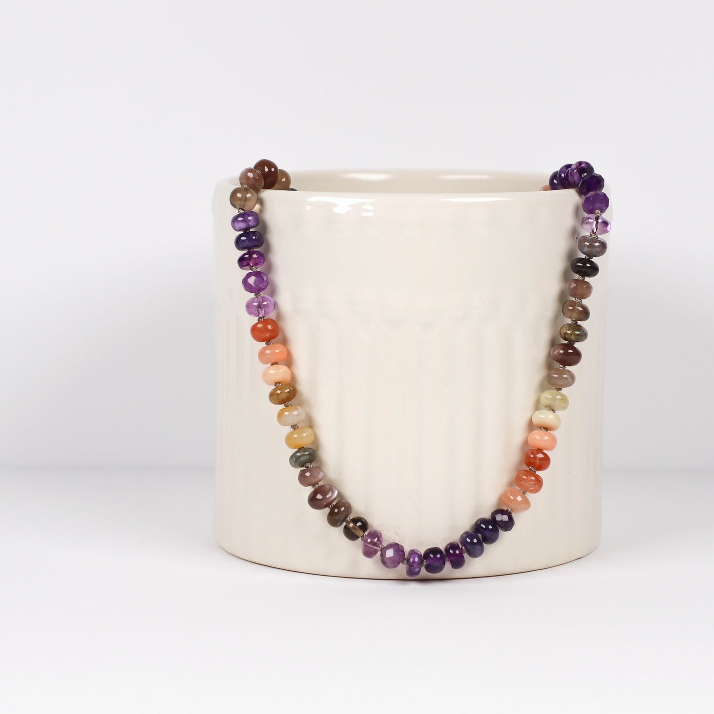 Violet Sun Gemstone Beaded Necklace