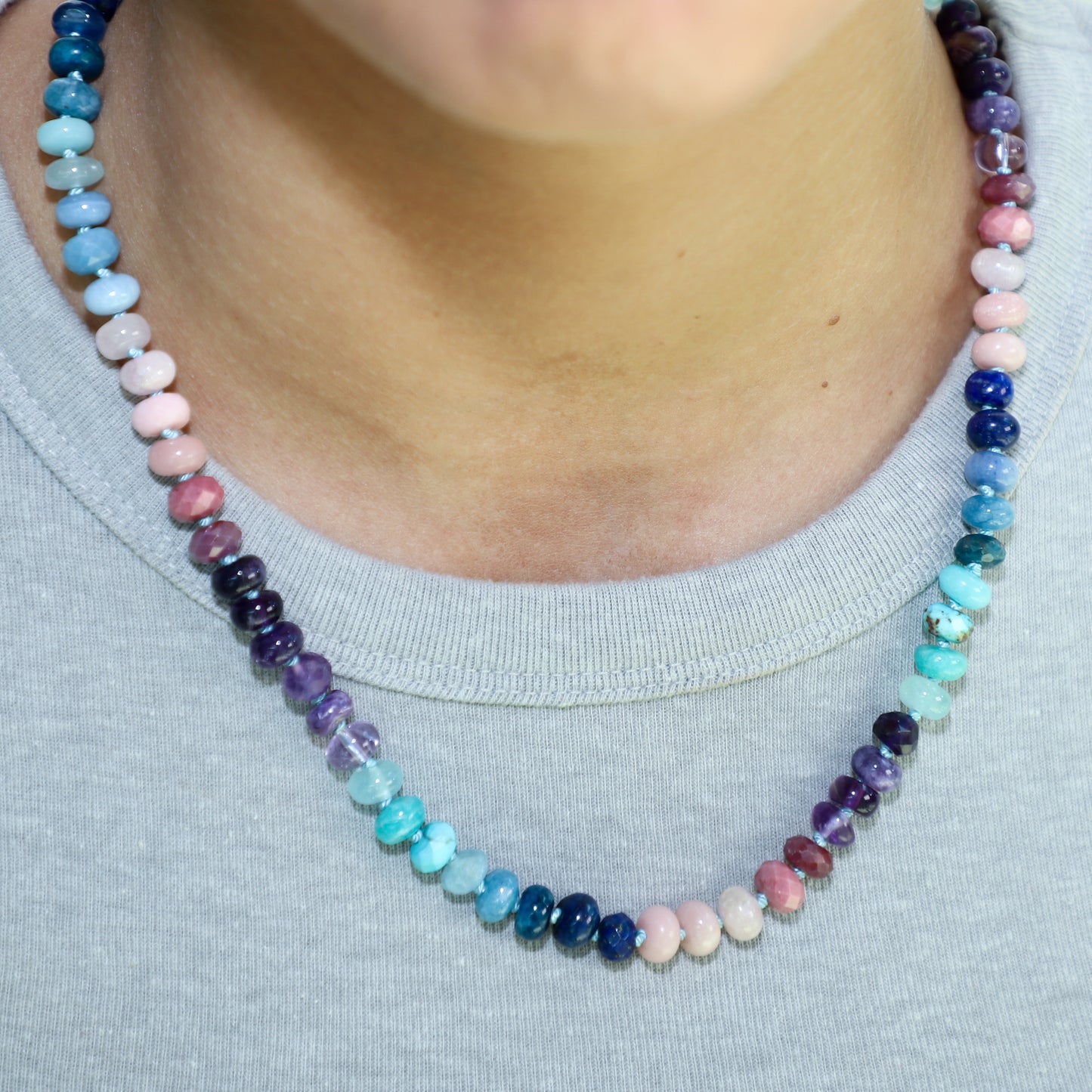 Ocean Sunset Gemstone Beaded Necklace