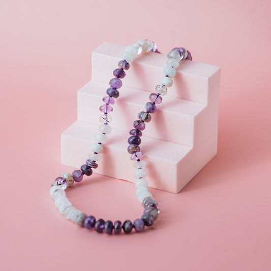 19.5" Violet Snow Beaded Necklace