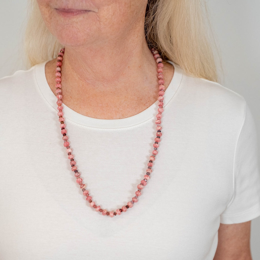 Rosewood Twilight Gemstone Beaded Necklace