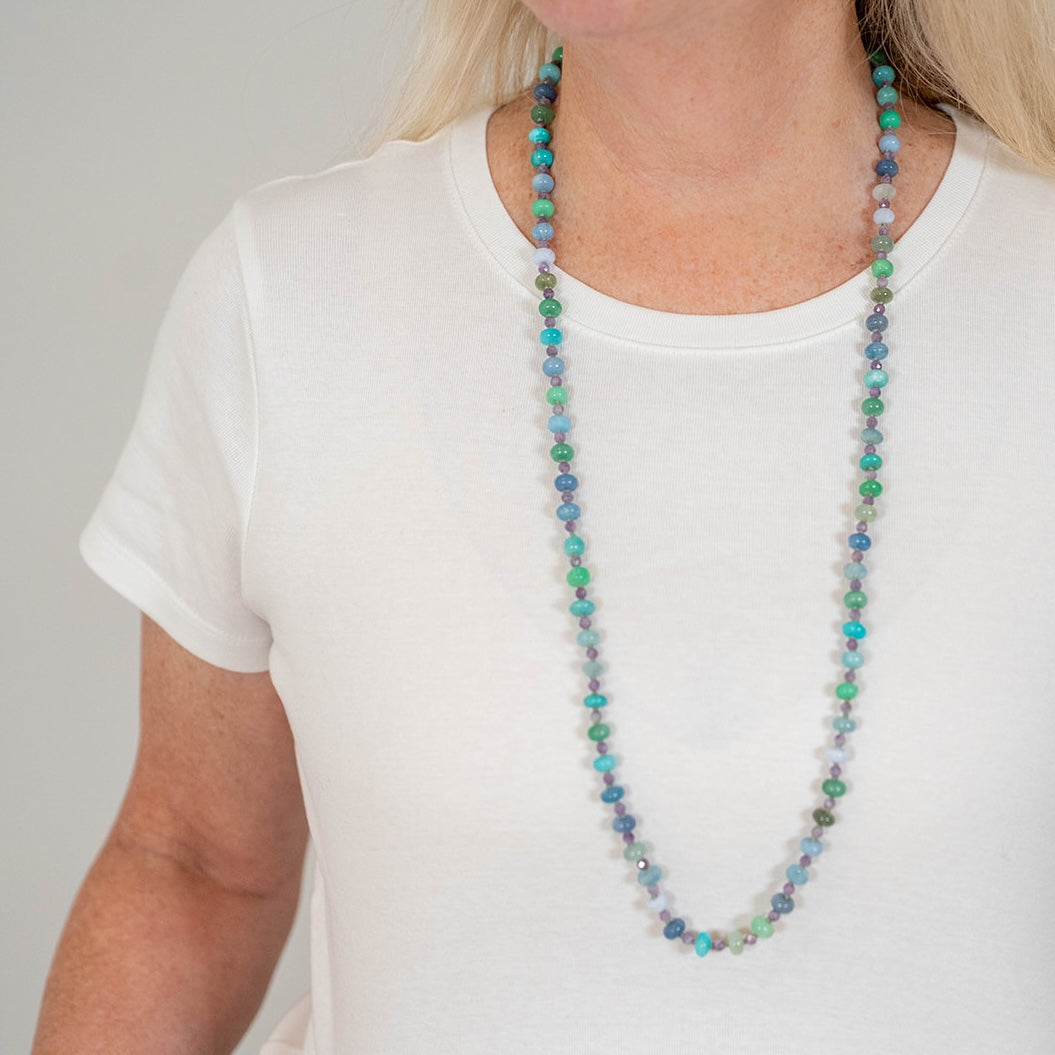 Aqua Daylight Gemstone Beaded Necklace