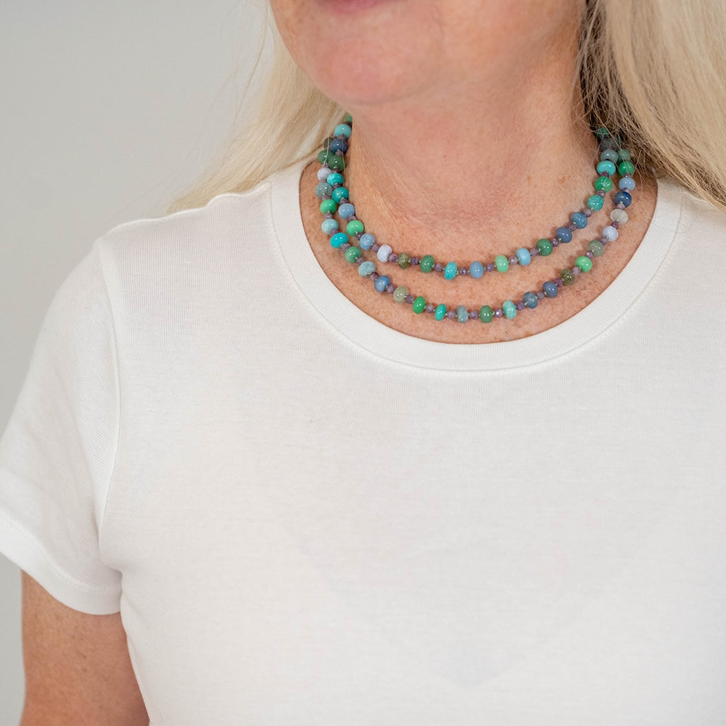 Aqua Daylight Gemstone Beaded Necklace