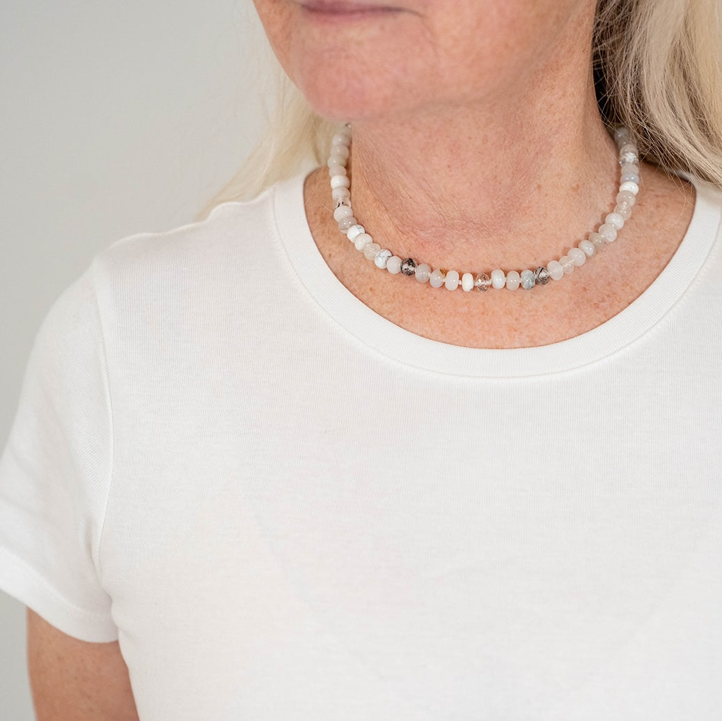 Snowbank Gemstone Beaded Necklace