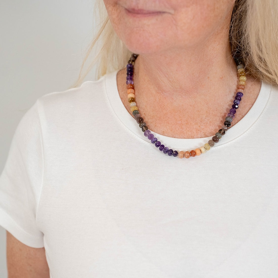 Violet Sun Gemstone Beaded Necklace