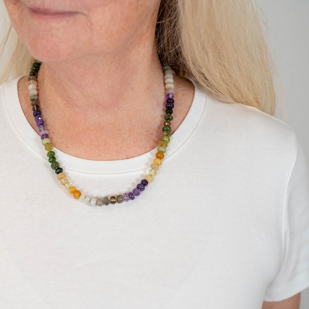Violet Meadow Gemstone Beaded Necklace