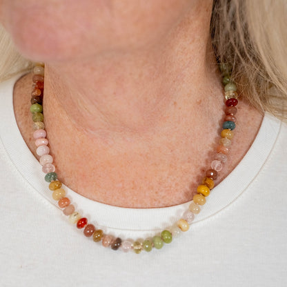 Yellow Sunflower Gemstone Beaded Necklace
