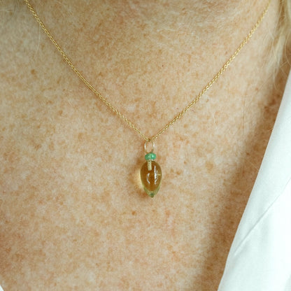 Lemon Quartz and Opal Gemstone Drop Charm