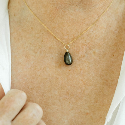 Gold Obsidian and Zircon Gemstone Drop Charm