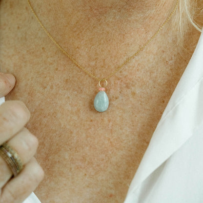 Aquamarine and Opal Gemstone Drop Charm
