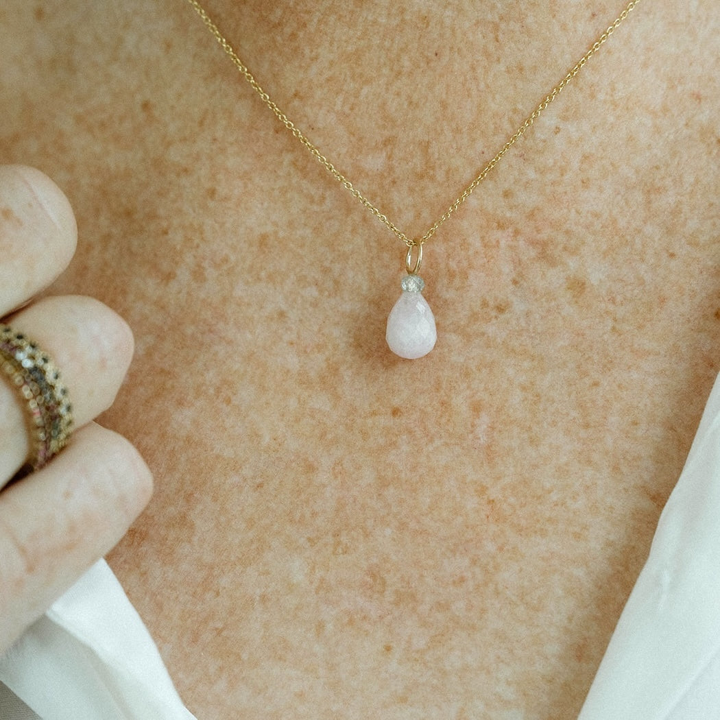 Kunzite and Zircon Gemstone Drop Charm