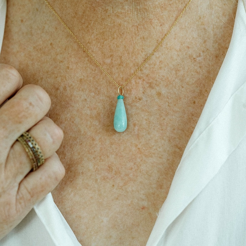 Amazonite and Opal Gemstone Drop Charm