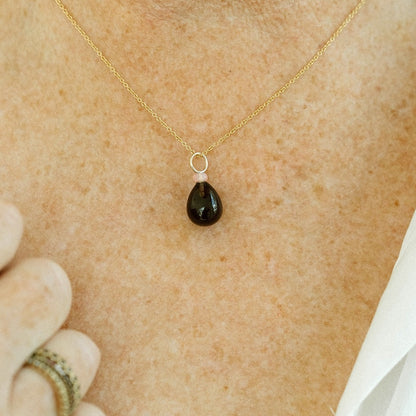 Smoky Quartz and Opal Gemstone Drop Charm