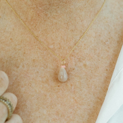 Pink Moonstone and Opal Gemstone Drop Charm