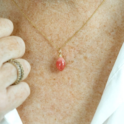 Rhodocrosite and Zircon Gemstone Drop Charm