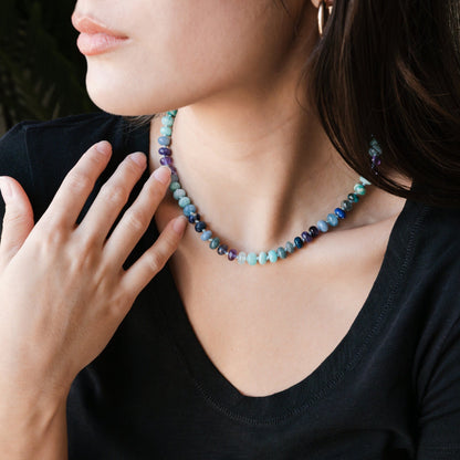 Deep Ocean Gemstone Beaded Necklace